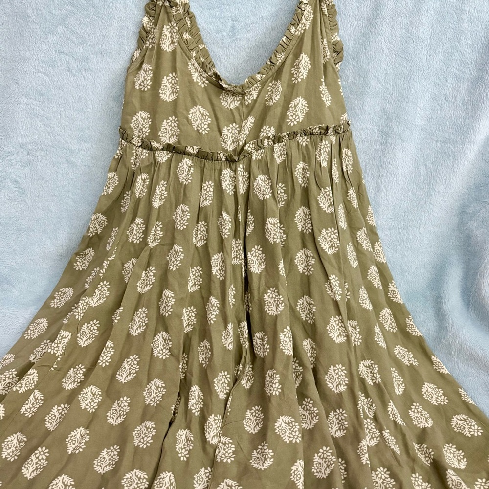 Green Floral Sleeveless Dress